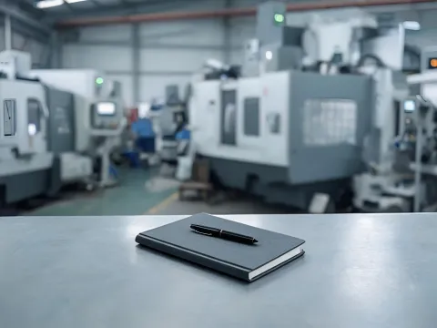 Manufacturing line-side notebook on a shop-floor desk